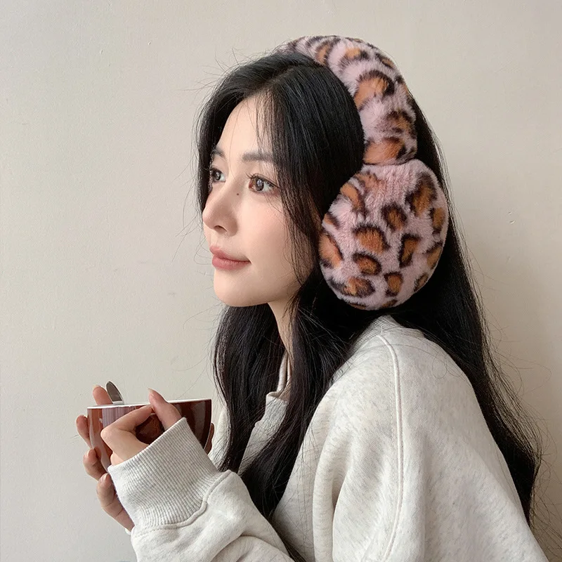 4-color Winter New Leopard Print Earmuffs Girls Fashion All-match Warm Outdoor Cold Protection Earmuffs Christmas Presents