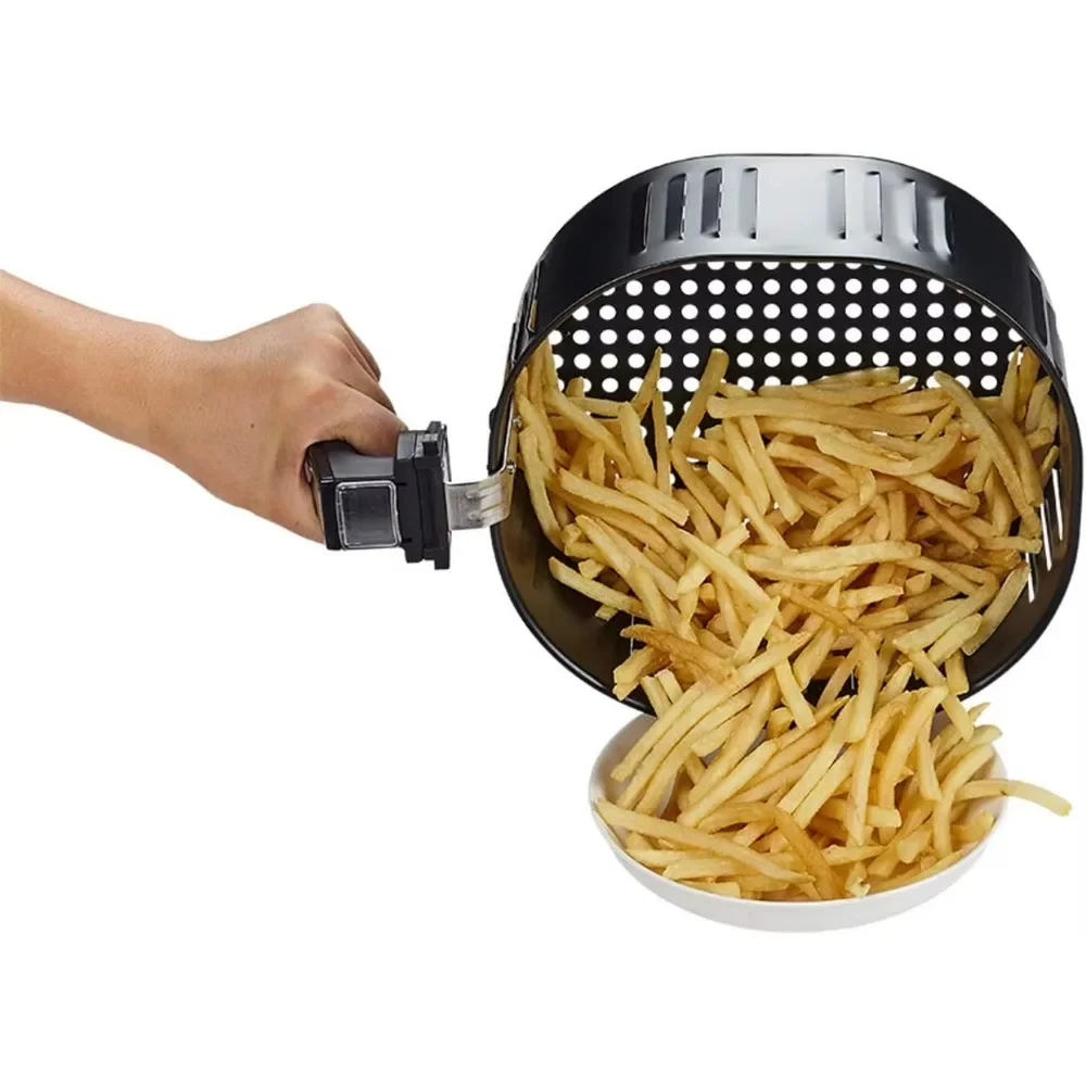 مقلاة هوائية رقمية 1700 وات 5.8-QT 8 في 1 مع كتاب وصفات، تأتي مع مقلاة غير لاصقة وسلة قابلة للفصل، باللون الأسود