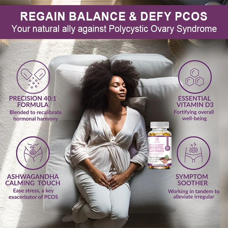 Myo Inosito Capsules & D-Chiro Inositol, with Ashwagandha Root & Vitamin D3 Hormone Balance for Women Regulate Menstrual Cycle