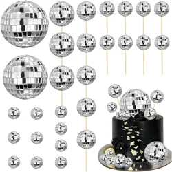 28PCS Disco Ball Cake Toppers Disco Ball Cake Decoration 70's Disco Cake Centerpiece Decor Disco Theme Cake Picks for cake Decor