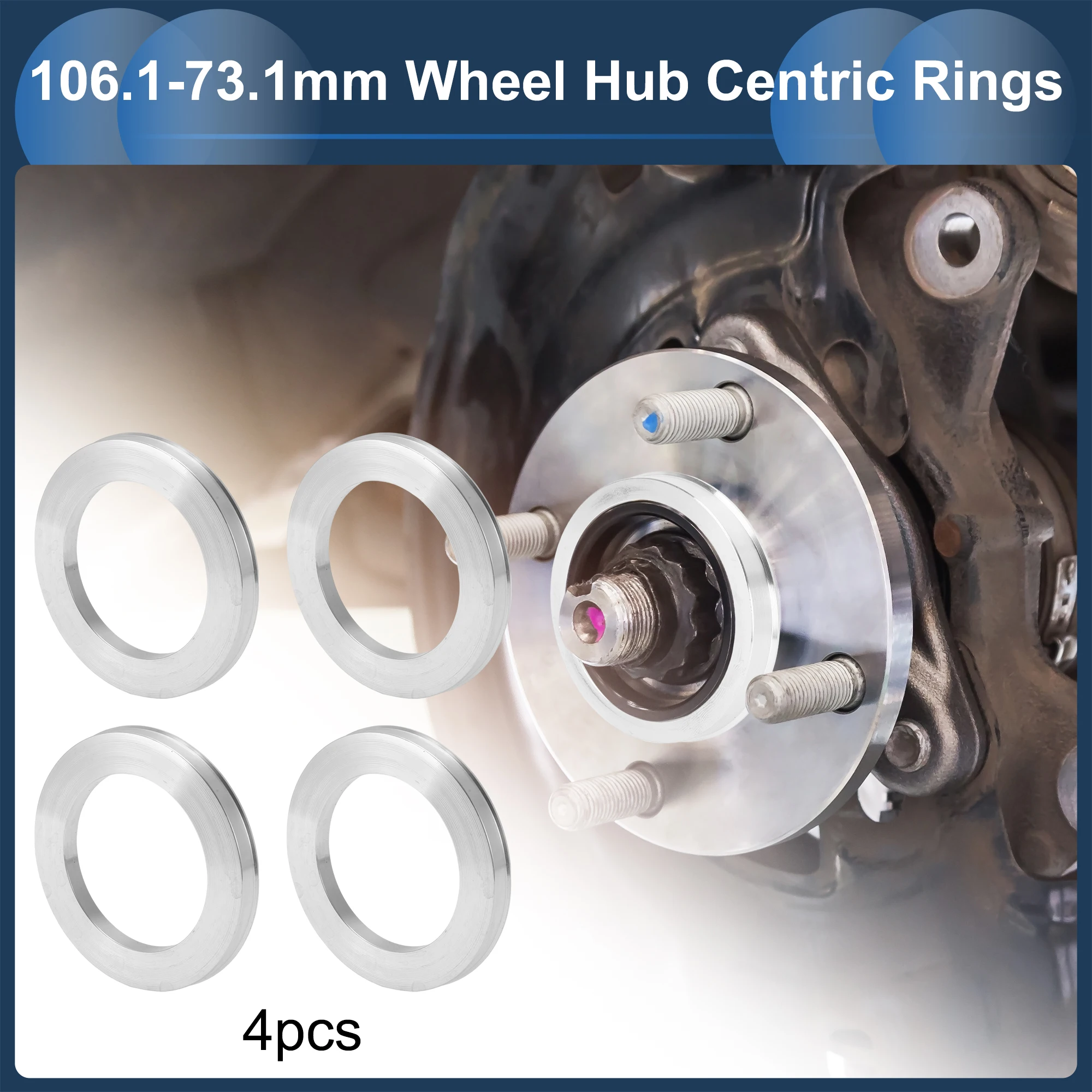 UXCELL 4pcs Car Wheel Hub Centric Ring OD 106.1mm to ID 56.1/57.1/59.1/60.1/64.1/75.1/79.6/87.1mm Wheels Center Hubrings