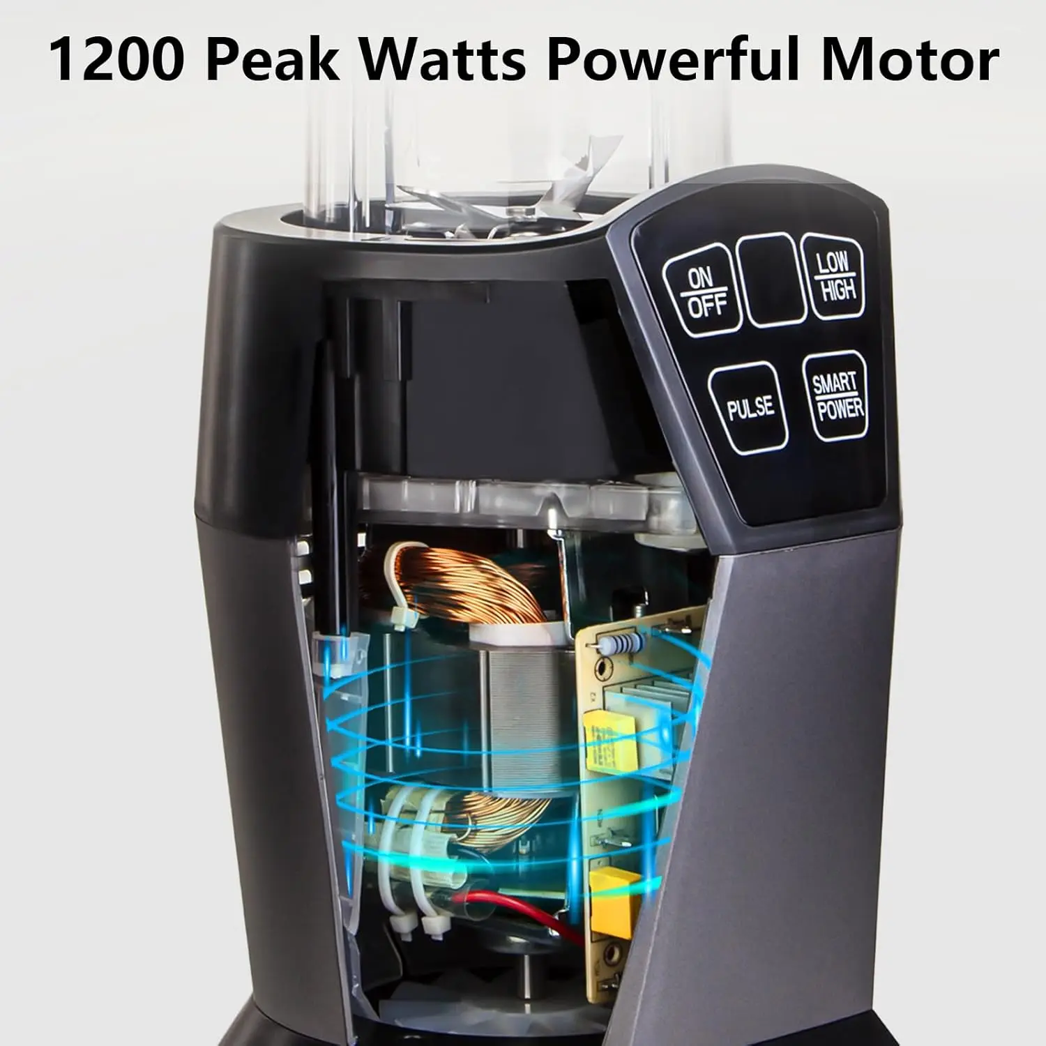 خلاط مزود بقدرة 1200 وات، خلاط عصير قوي بتقنية ذكية، فواكه مجمدة ممزوجة للعصائر، مع اثنين من 28 أونصة