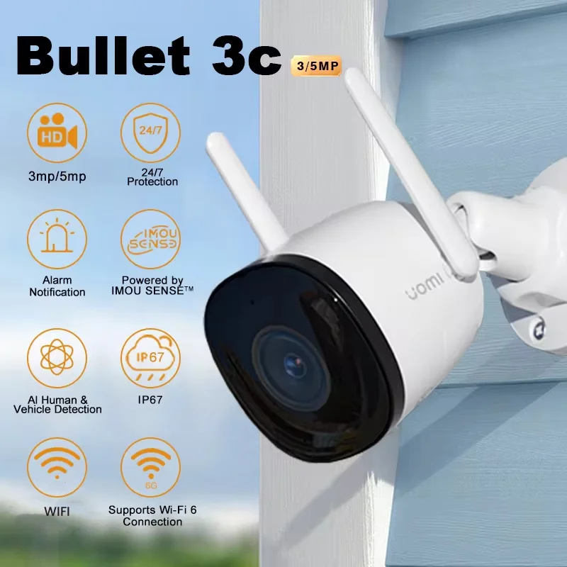 IMOU Bullet 3C 5MP 3.6MM IP Camera Outdoor WIFI Pet Detection Night Vision Security Protection Smart Home Camera Two Way Talk