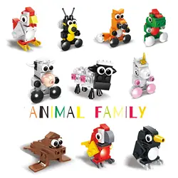 10Pcs Animal Small Particle Assembly Building Block Puzzle Education Toys Tabletop Ornaments Boys Girl Block Toys Gift