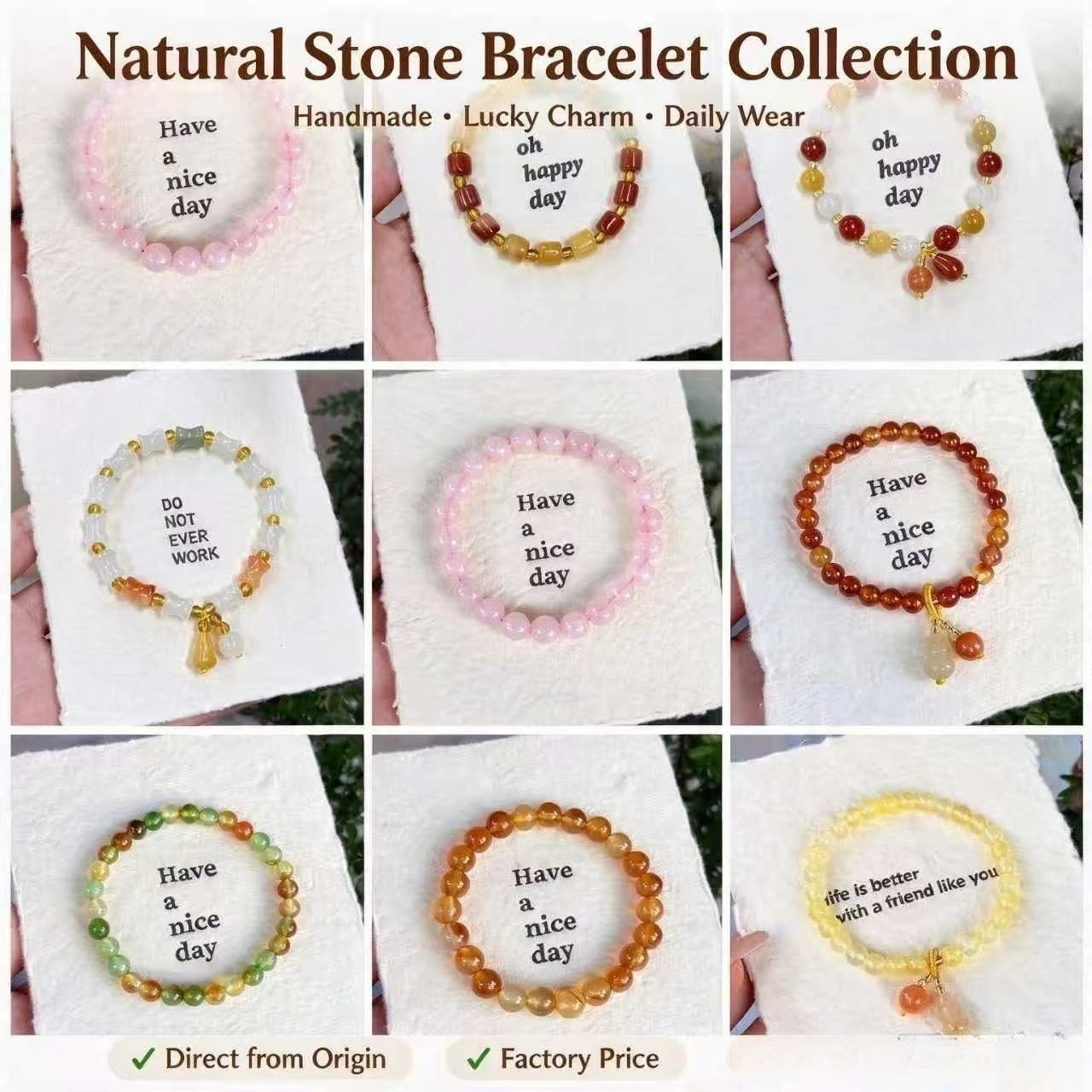 Natural Stone Beaded Bracelet Collection Handmade Affordable Multi-Style Lucky Charm Jewelry for Women Daily Wear&Gift