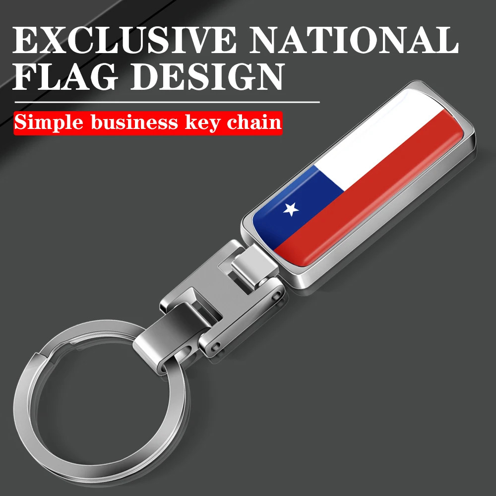 1Pcs Car Accessories Women Men Gifts 3D Metal Chile National Flag Logo Trinket Keychain Souvenirs Key Rings Backpack Pendants