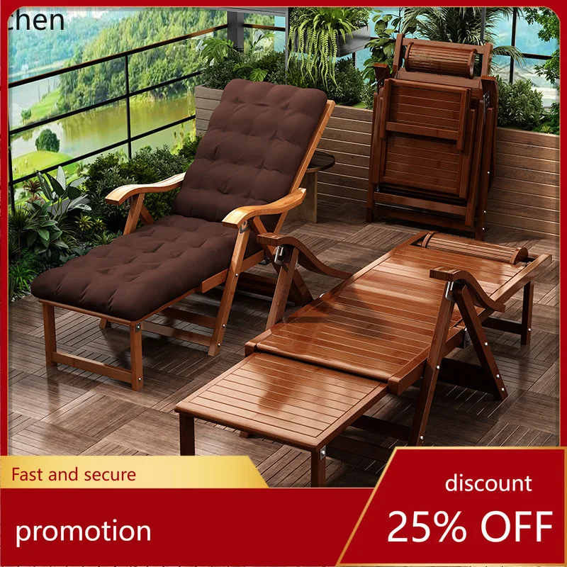 

HXL Foldable Bamboo Bed Chair for Sitting and Lying, Nap Chair, Balcony Folding Chair