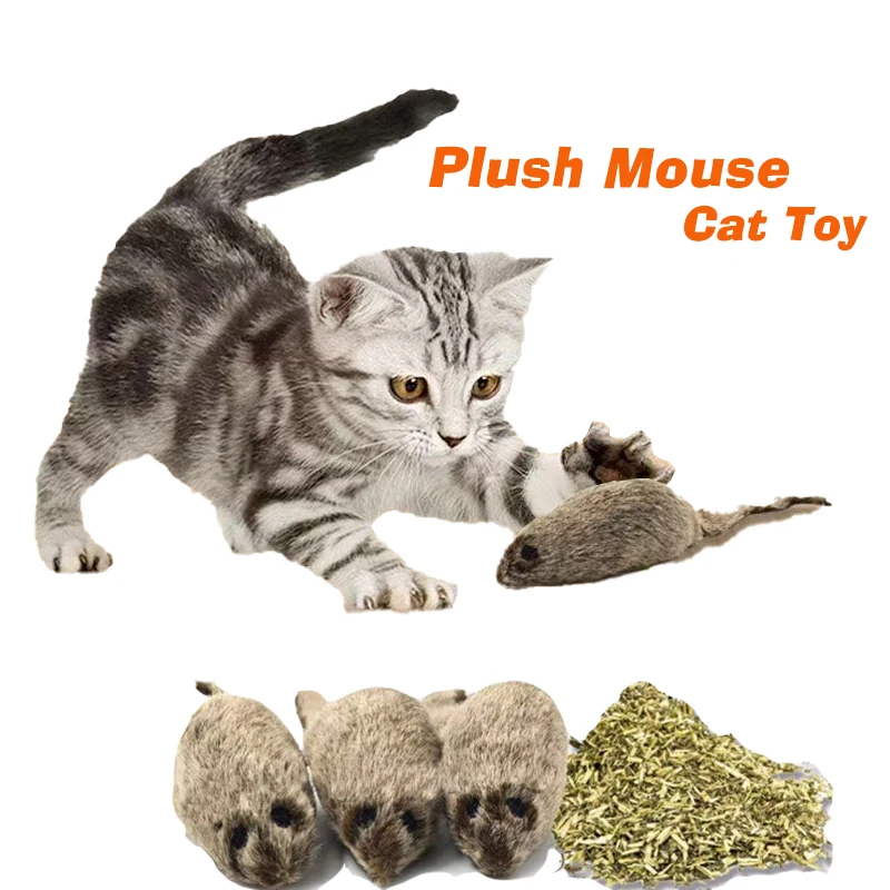 

Pet Cat Toy Plush Simulation Mouse Feather Toy Automatic Chirping Interactive Bite Resistance Kitten Chew Mice Toys Cat Supplies