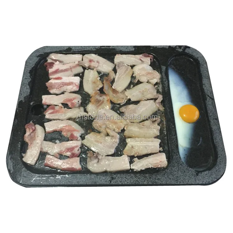 

Korean Natural Rocks Lava Stone Steak Barbecue Plate BBQ Fire Hot Cooking On Outdoor Cookware Rectangular Pans