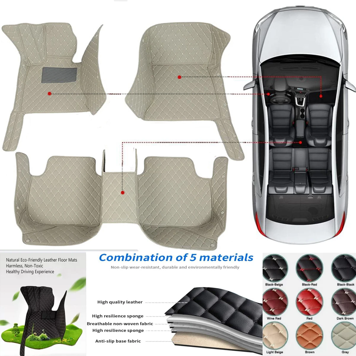 3D PU-leather Waterproof Custom Car Floor Mats For Hyundai Genesis G80 2020-2023 GV60 GV80 Genesis Coupe Accessorie Floor Liners