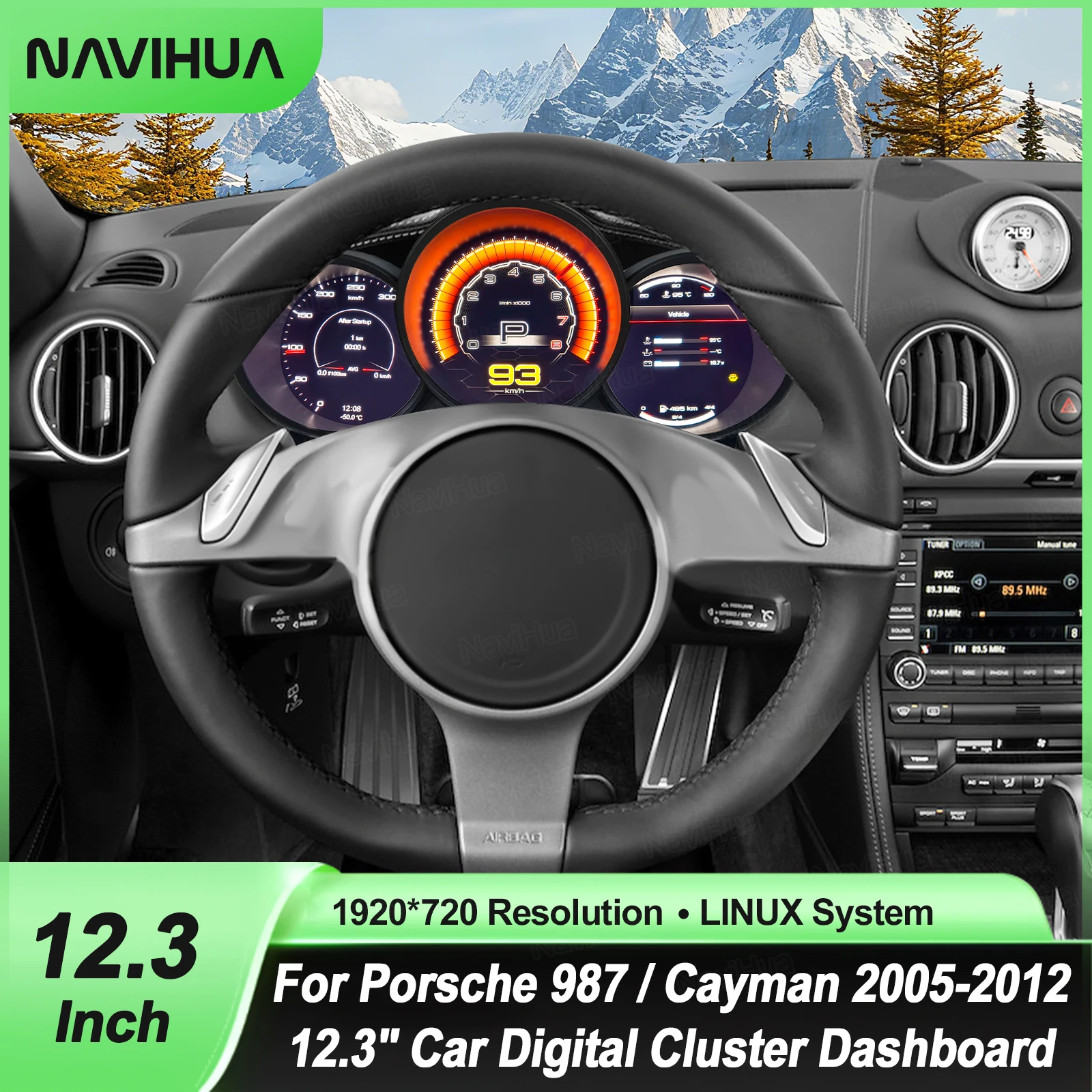 

Navihua для Porsche 987/Cayman 2005-2012 виртуальный кабин автомобильный мультимедийный измеритель скорости приборный экран ЖК-цифровой кластер