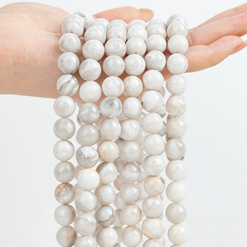 Natural Stone White Crazy Yellow Agate Beads for Jewelry Sets DIY Keychain Earrings Rings Handstring 15' Wholesale 4/6/8/10/12mm