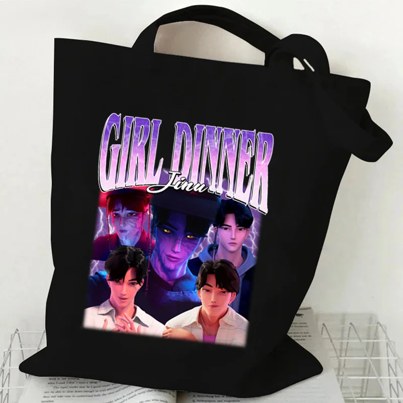 Kpop شيطان هنتر حقيبة قماش قنب النساء الفتيات بسيطة سعة كبيرة شيطان الصيادين حقيبة يد حقيبة كتف حمل قابلة لإعادة الاستخدام حقيبة الكتب الطالب #2