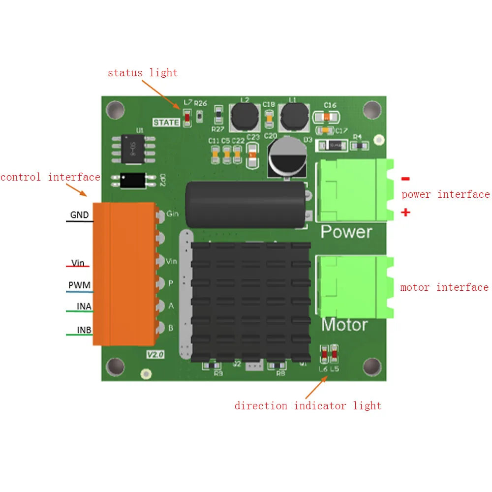 

DC Motor Drive Module 16A High Power H-bridge Motor Drive Board Motor Speed Forward Reverse Controller Complete Signal Isolation