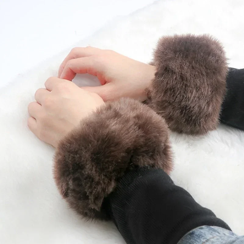 Women Winter Warm Wrist Protection Gloves Sleeves Come with Elastic Plush Windproof Cold Resistant Products Arm Protection Tools