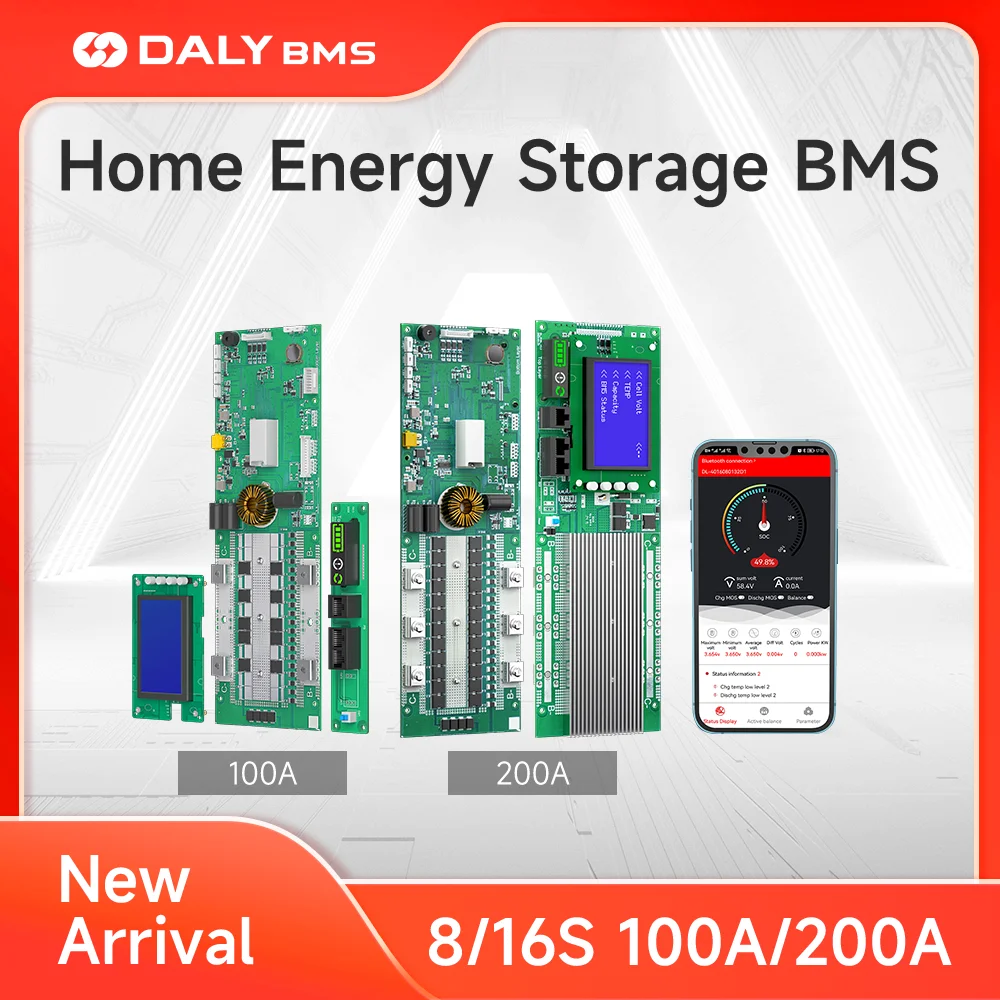 Daly Smart Lifepo4 BMS 8S 12S 15S 16S 24V 36V 48V 100A 200A Home Energy Storage Inverter RS485 CAN