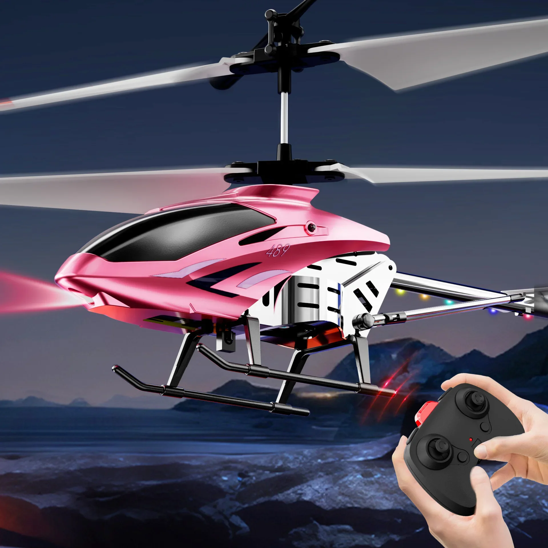 Radio-controlled Helicopte Crash Resistant Aircraft Light Equipped Drone Children Toys Electric Electroplated Alloy RC Aircraft