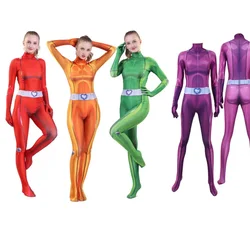 Disfraz de Cosplay de Totally Spies para niños, adultos, niñas, Zentai, Clover, Ewing, Olivia Simpson, traje de mono, monos