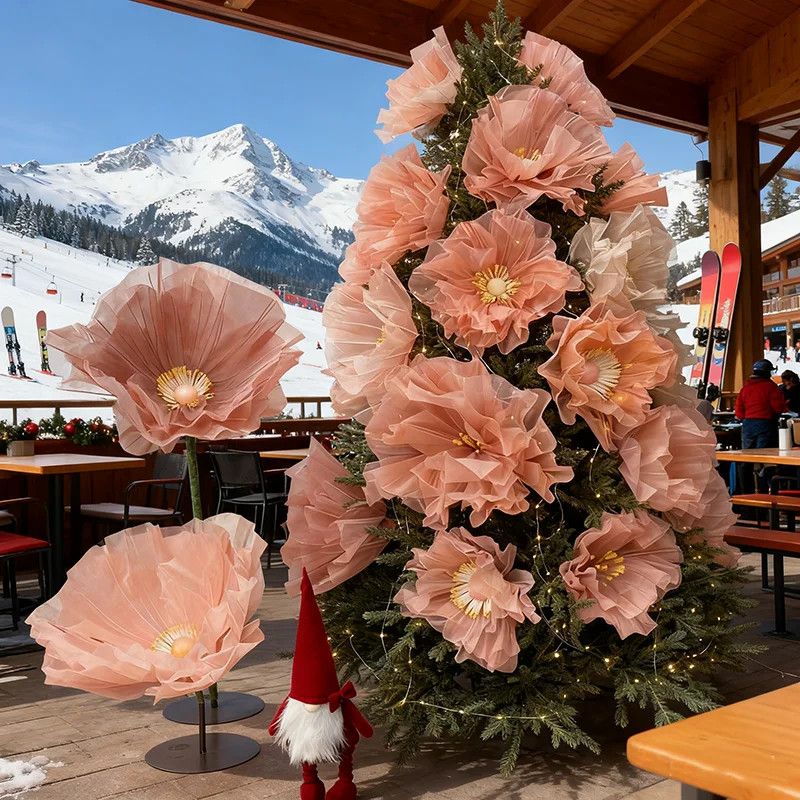 

40/50/60cm Large Christmas Flowers Silk Christmas Tree Decoration Artificial Flowers For Wedding Home Living Room Festive Decor