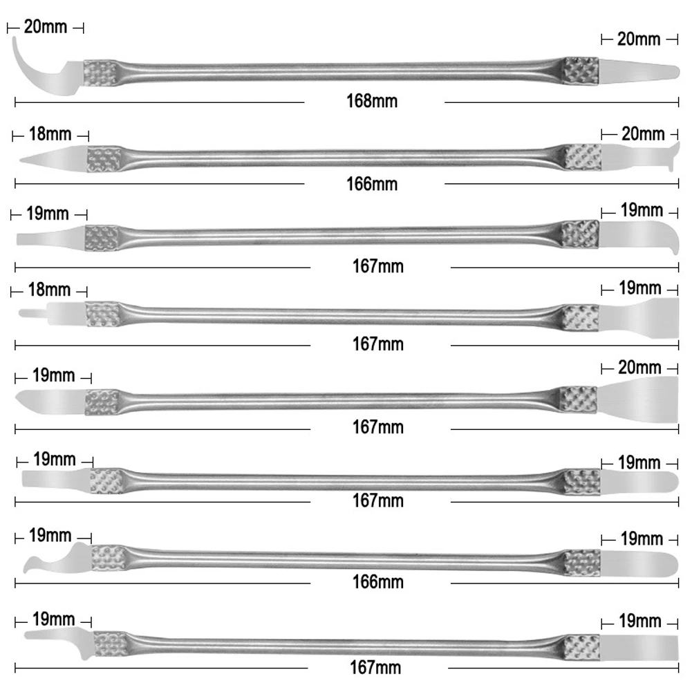 Ensemble d'outils de réparation de spudger en métal, démontage de carte mère électronique, téléphone non ald, pied de biche pratique, 168mm, 8 pièces