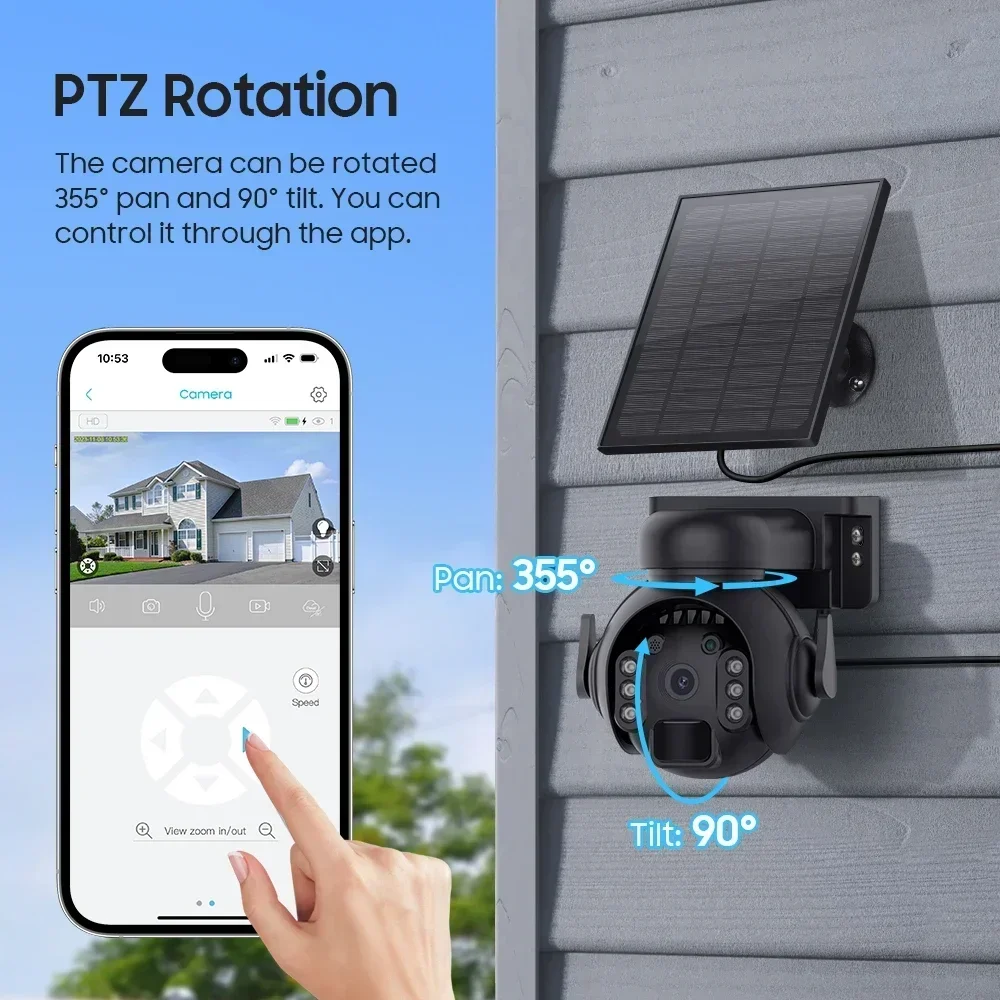 4G SIM 3MP Outdoor Solar Panel Two Way Audio Security Protection CCTV Camera Battery Cam WIFI Wireless PTZ Solar Camera