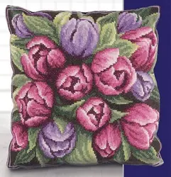 Flower pillow 33-33 Cross stitch Handmade 14CT Counted Canvas DIY,Cross-stitch kits,Embroidery