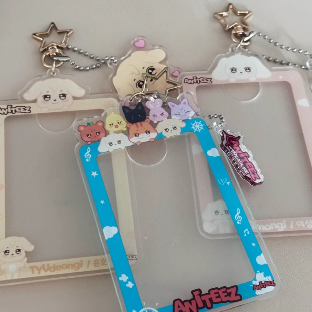 2-piece Set Kpop Photocard Holder Ateez Aniteez Create Card Photo Frame Keychain Keyting Seonghwa Yeosang San Mingi Fans Gift