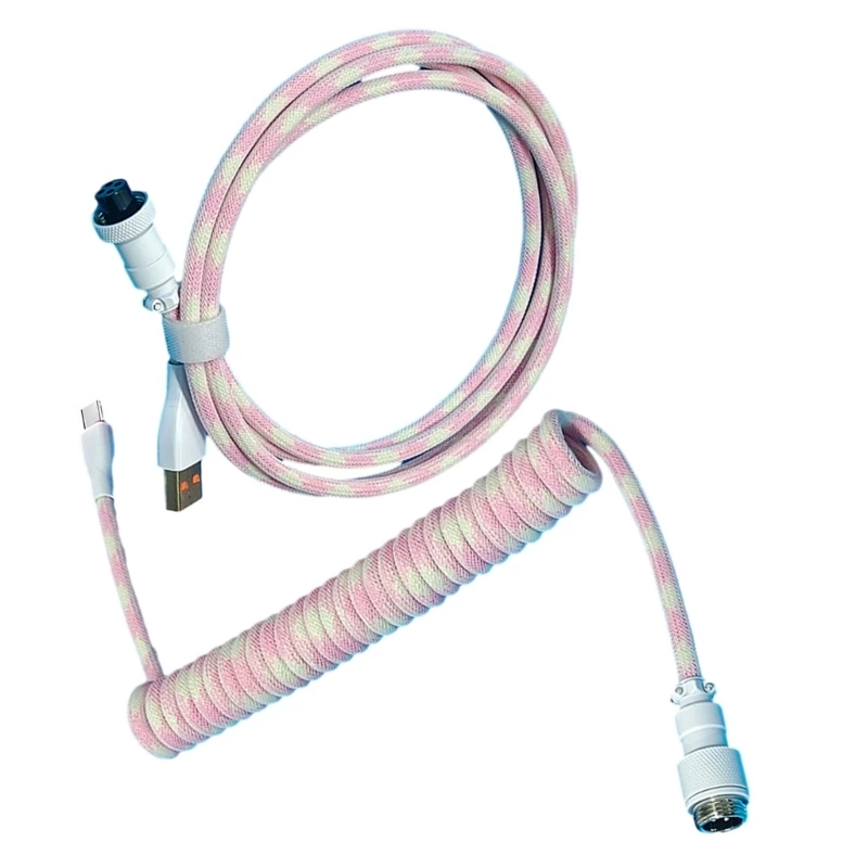Computer Game Keyboards  Cable, Coiled Aviation Cable for Mechanical Keyboards , TypeC to USB-A Removable Aviation Plug