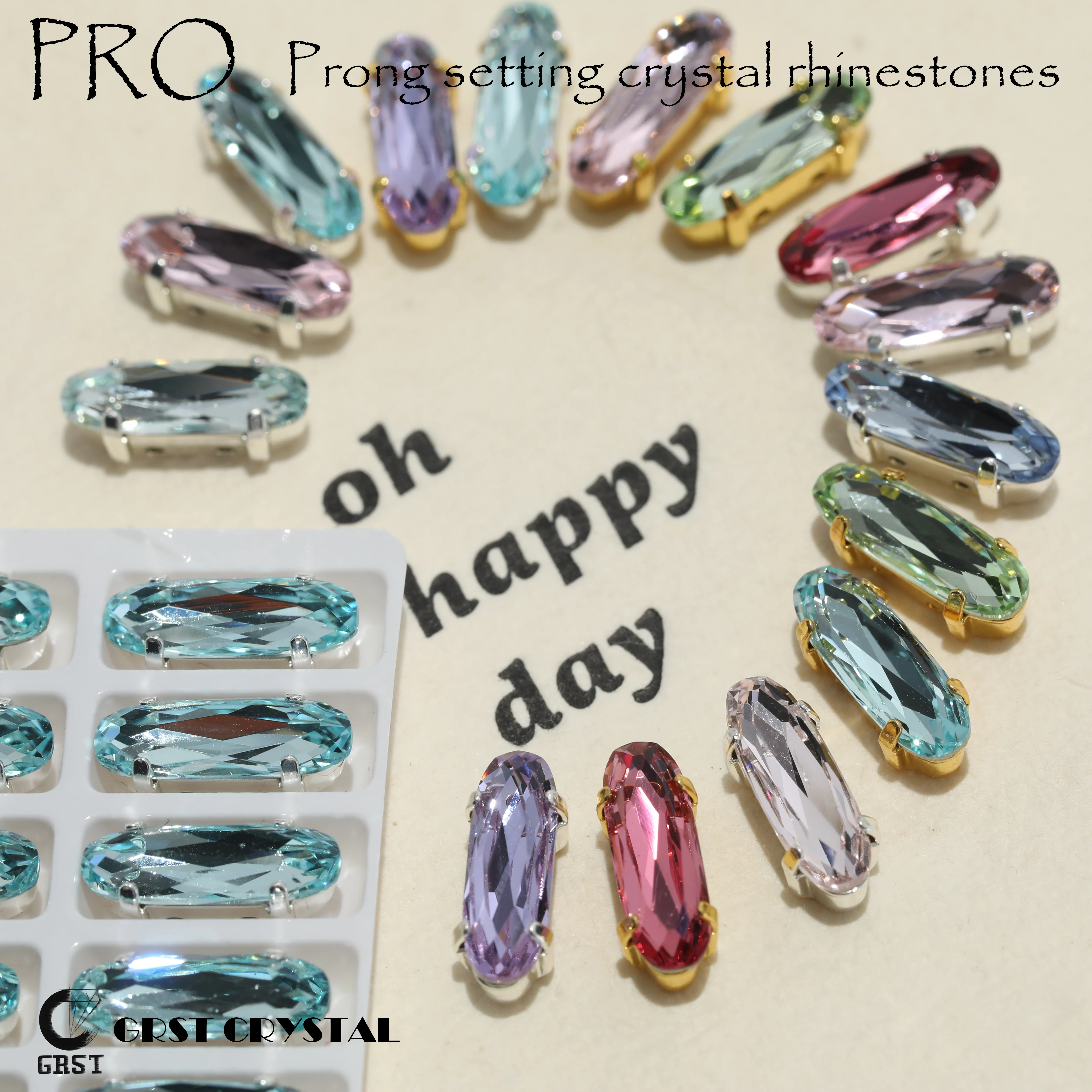 

GRST 4161 Long Classic Oval Fancy Stone Super Sparkle Prong Setting Rhinestones DIY Craft Decoration Jewelry Making Stones
