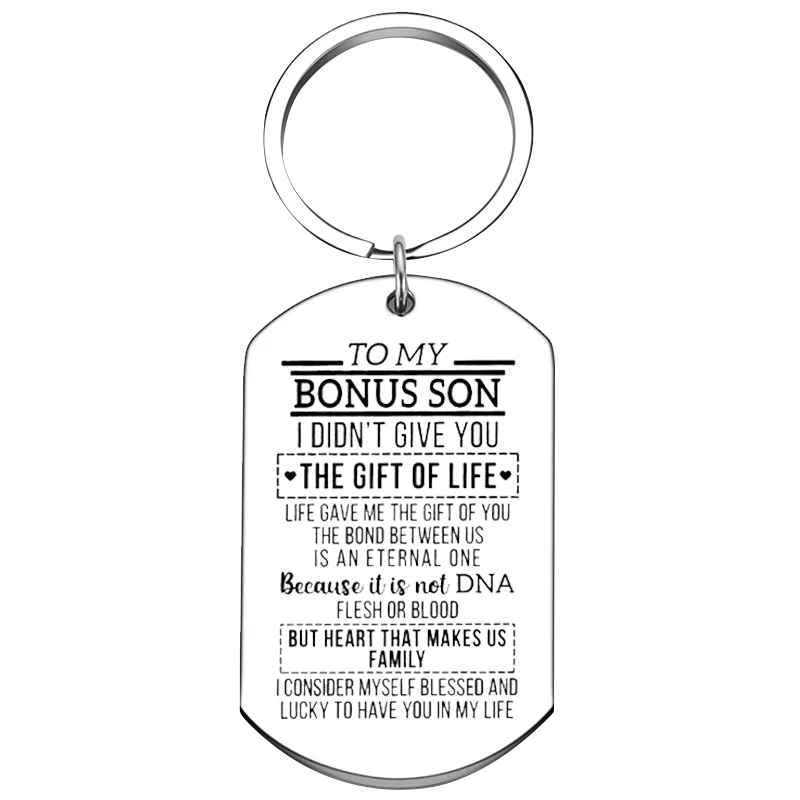 New Step Son Gift Keychain Pendant Stepson Birthday Key Chains Adopted Son Gift