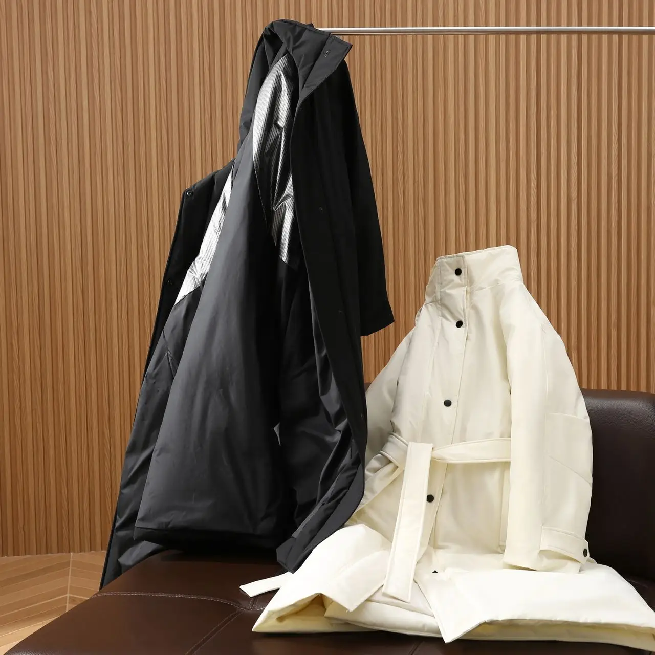 Women's Long down Jaet  Lapel Walking Quilted Goose down Winter Coat Thiened Commute Sle Mid-Length