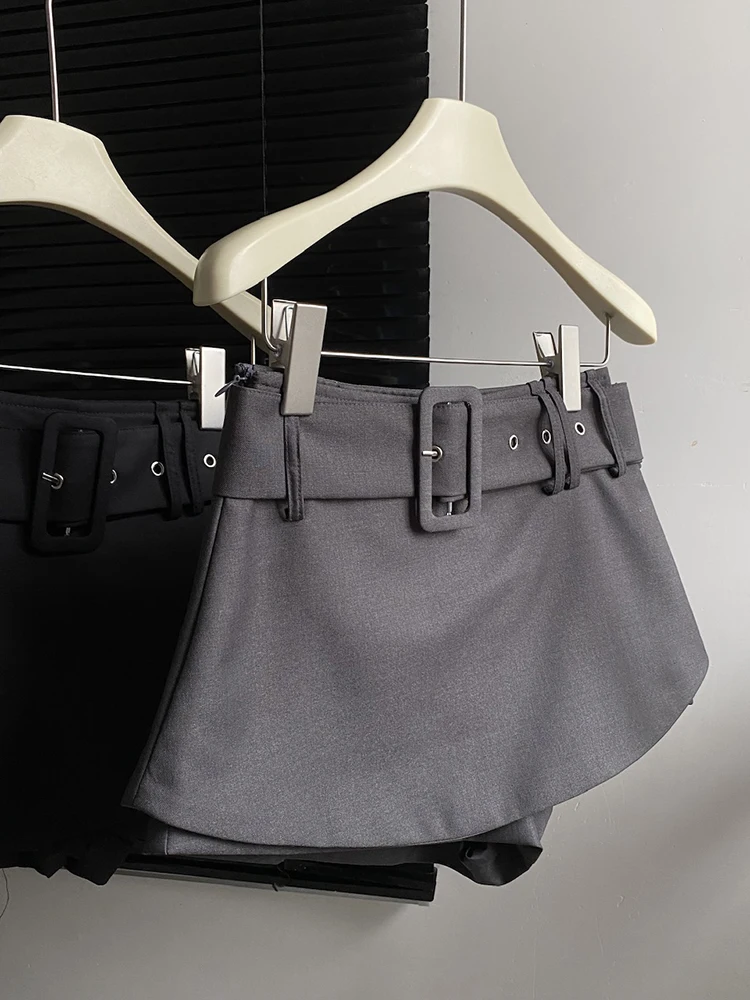 Vintage A-lijn Rokken met Riem Vrouwen Hoge Taille Korte Rok Mode Spice Meisjes Rok Vrouwelijke Mini Rokken 2023 Nieuw