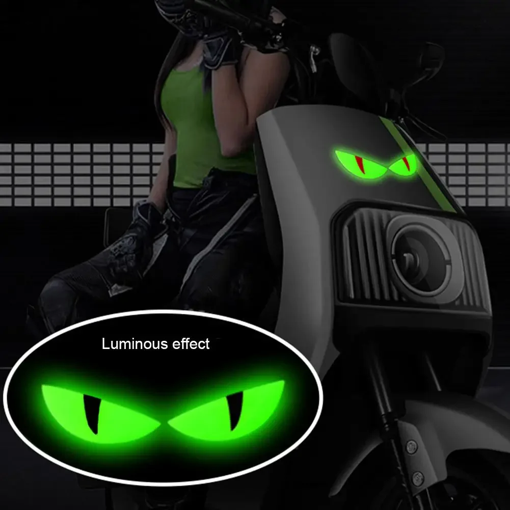 2-6Pcs Luminous Eyes Car Stickers 3D Reflective Demon Cat Eyes Sticker for Auto Motorcycle Night Light Warning Decoration Decals