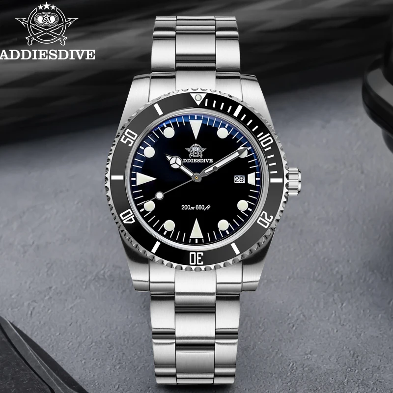 

ADDIESDIVE Top Brand Quartz Watches BGW9 Super Luminous 316L Stainless Steel 20Bar Waterproof Ceramic Bezel Watch For Men Reloj