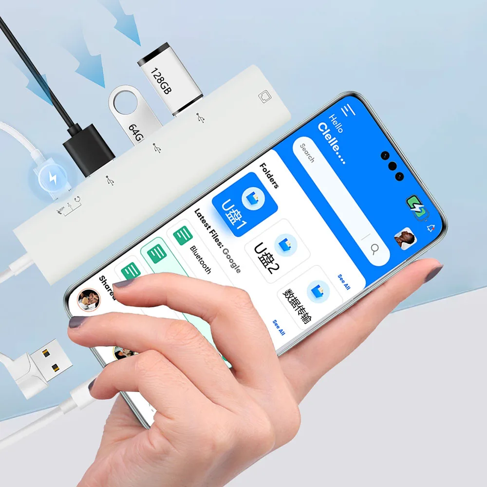 كابل شحن USB متعدد المنافذ لبطاقة الشبكة PDtypec للهواتف المحمولة والأجهزة اللوحية وأجهزة الكمبيوتر المحمولة ومحطة الإرساء العالمية #3