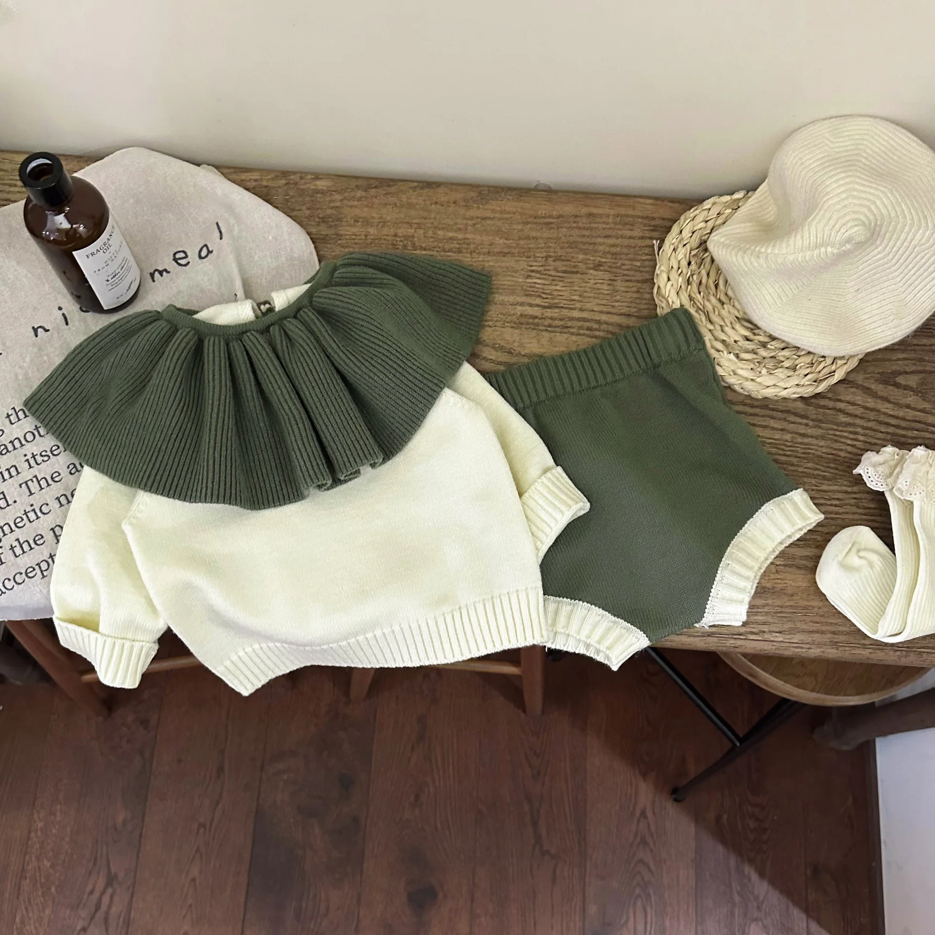 Spring Autumn Girls Clothes Sets Knit Sweater Shorts Two-piece Set Toddler Baby Girl Outfit Set for 0-3years Children's Clothing 2