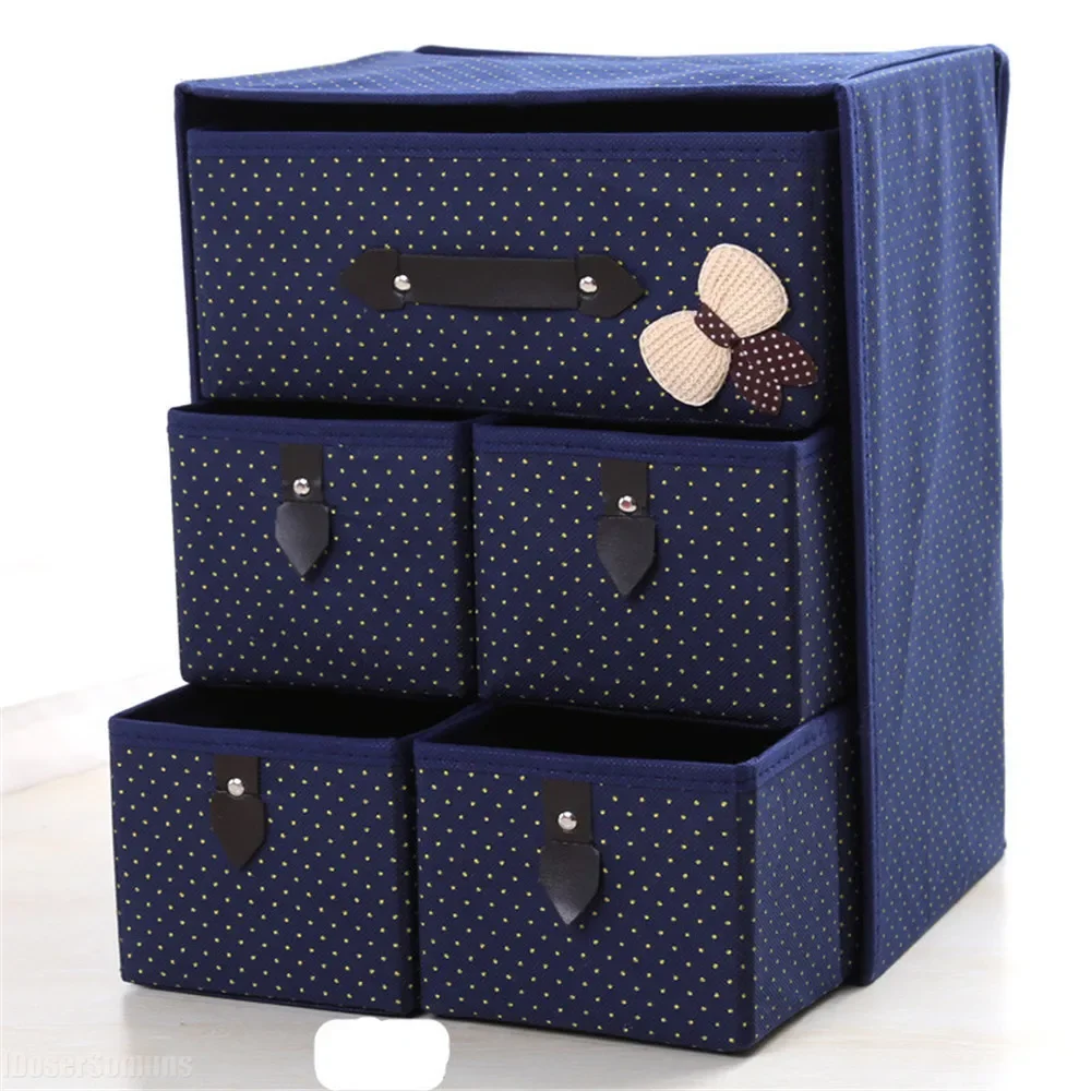 Folding Storage Box with 5 Drawers High Quality Thickened Nonwoven Underpants Socks Bras Sundries Organizer Cabinet for Wardrobe