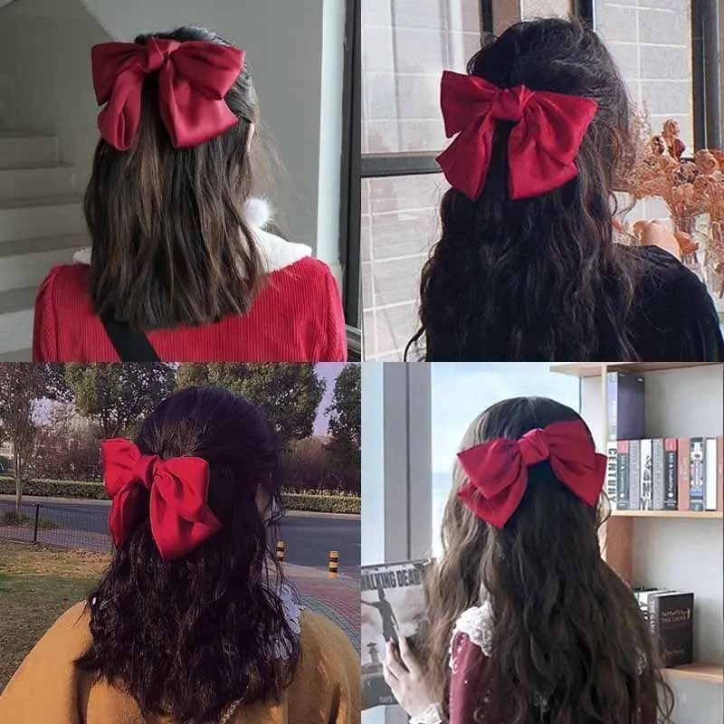 luxury brand Hair bands Hair clips for hair Korean Red Bowknot Hair Clip Female Back Head Spoon Top Clip Retro Hair pin