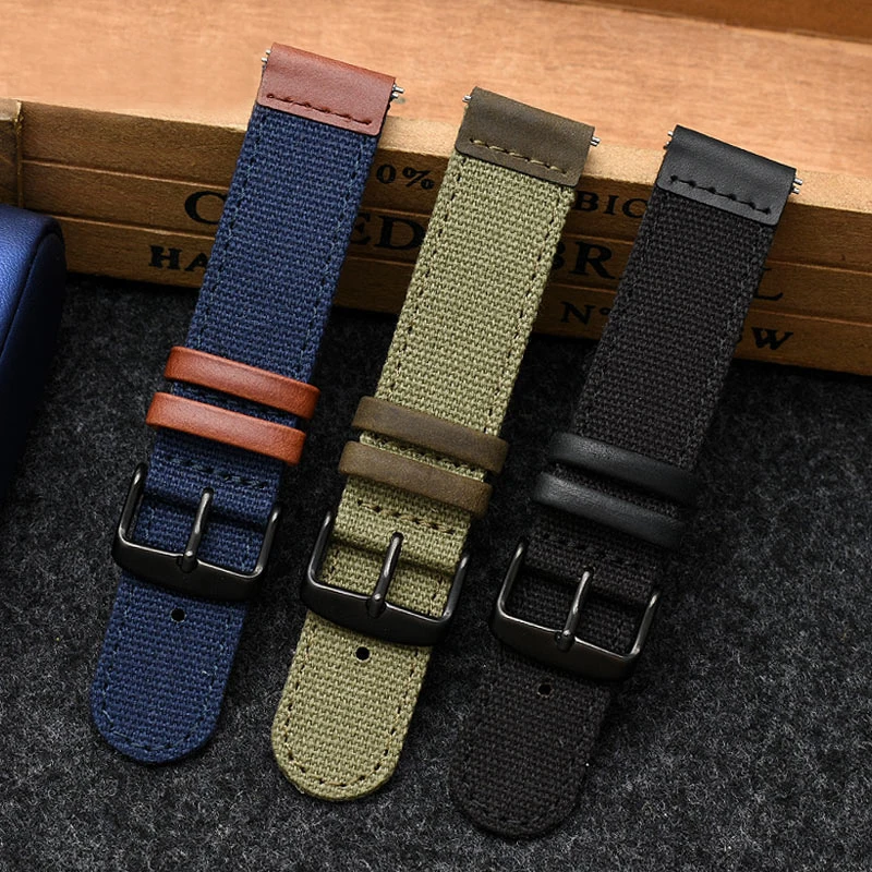 

Genuine Leather Nylon Sport Strap Canvas Quick Release For Men Bracelet WatchBand For TIMEX TW4B14200 14100 14000 20mm Wristband