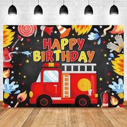 Tema Firetruck sfondo di compleanno per bambini pompiere Hero Boy Party Decor Baby Shower nome sfondo fotografico personalizzato