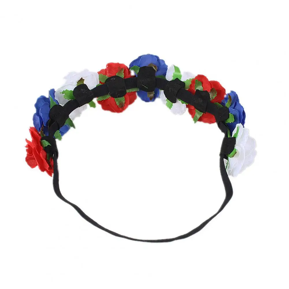 Artificial Flower Stretchy Headband Red White Blue Hair Wreath Women Elastic Head Band Hair Accessories For Party Headwear