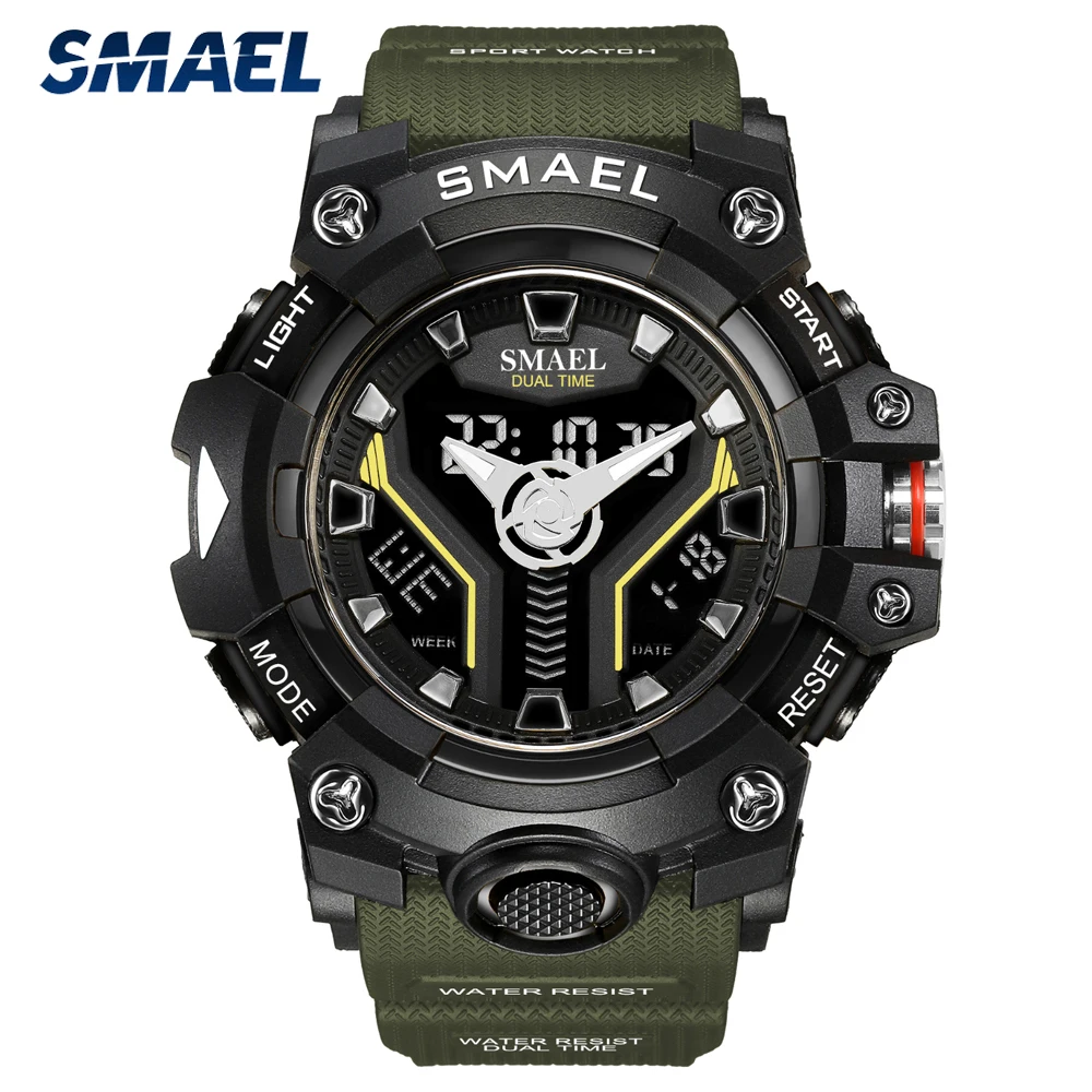 

SMAEL Fashion Luxury Sports Men's Watches Waterproof Military Clock Stopwatch Dual Display Men Wristwatch Quartz Digital Watch