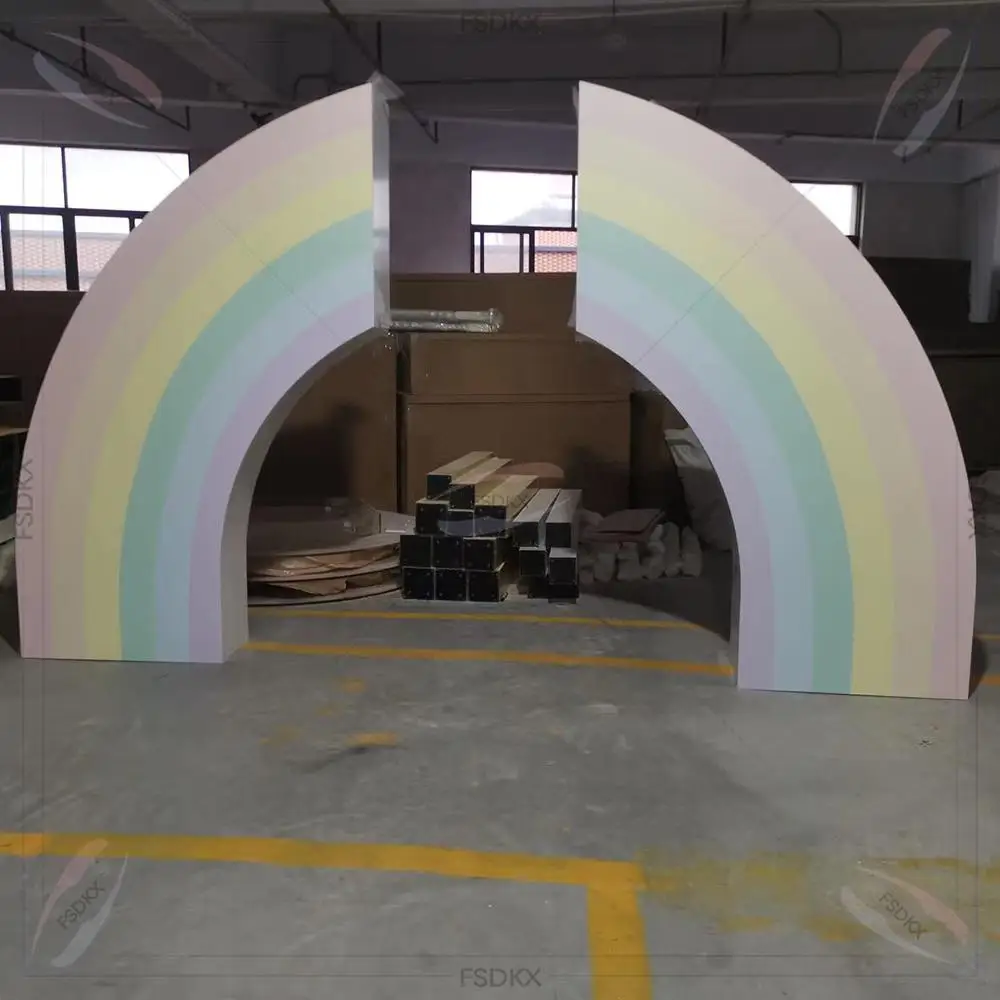 

FSDKX 2PCS Pvc Colorful Rainbow Arch Decoration PVC Rainbow Arch Backdrop for Event Stage Decorations