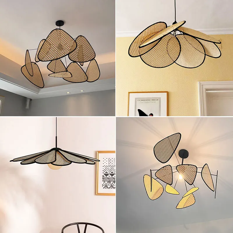 

Художественная лампа ваби-саби в японском стиле из ротанга B & B Чайная комната Ресторан дзен Персонализированная креативная люстра из ротанга