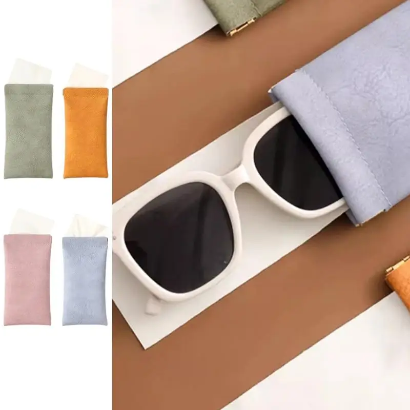 Soft PU Leather Sunglasses Glasses Bag Reading Case Sun Glasses Pouch Unisex Simple Eyewear Storage Bags Accessories 4 Colors