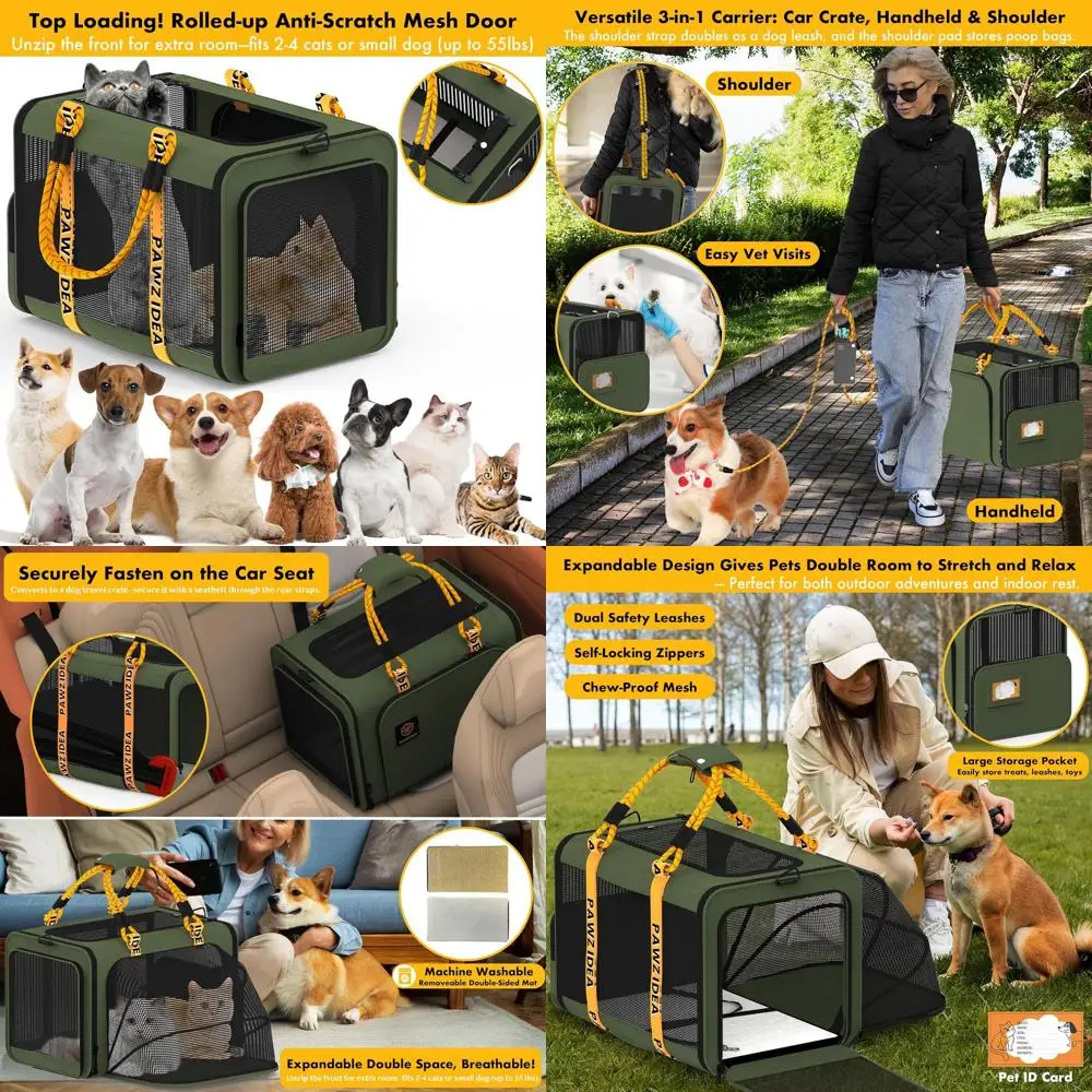 

Большая переноска для домашних животных, расширяемая, мягкая переноска для кошек 24 x 16 x 16 дюймов для кошек от 2 до 4 лет, 55 фунтов, портативная и складная, для маленьких и средних собак T