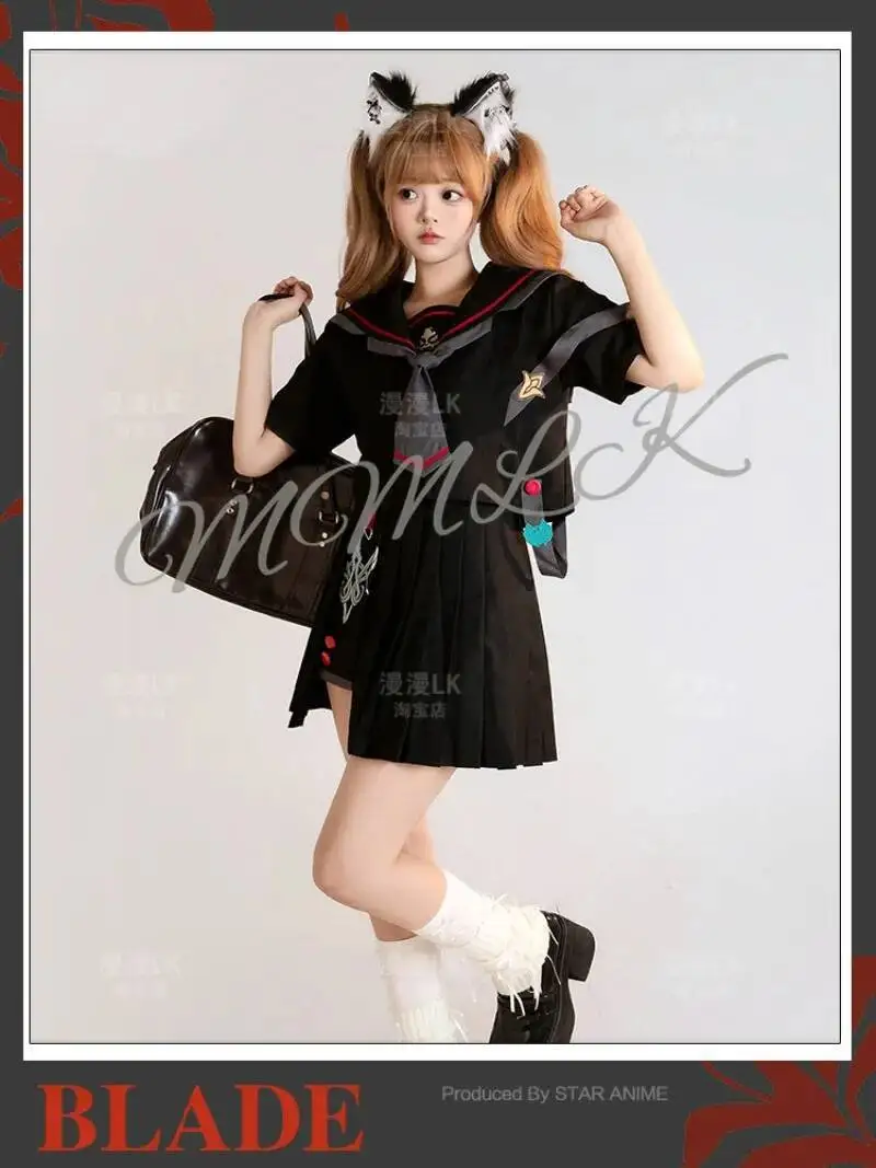 Game Honkai: Star Rail Cosplay Blade Women Girl JK Sailor Summer Uniform Short Sleeved Top Skirt Bow Tie Suit Costumes