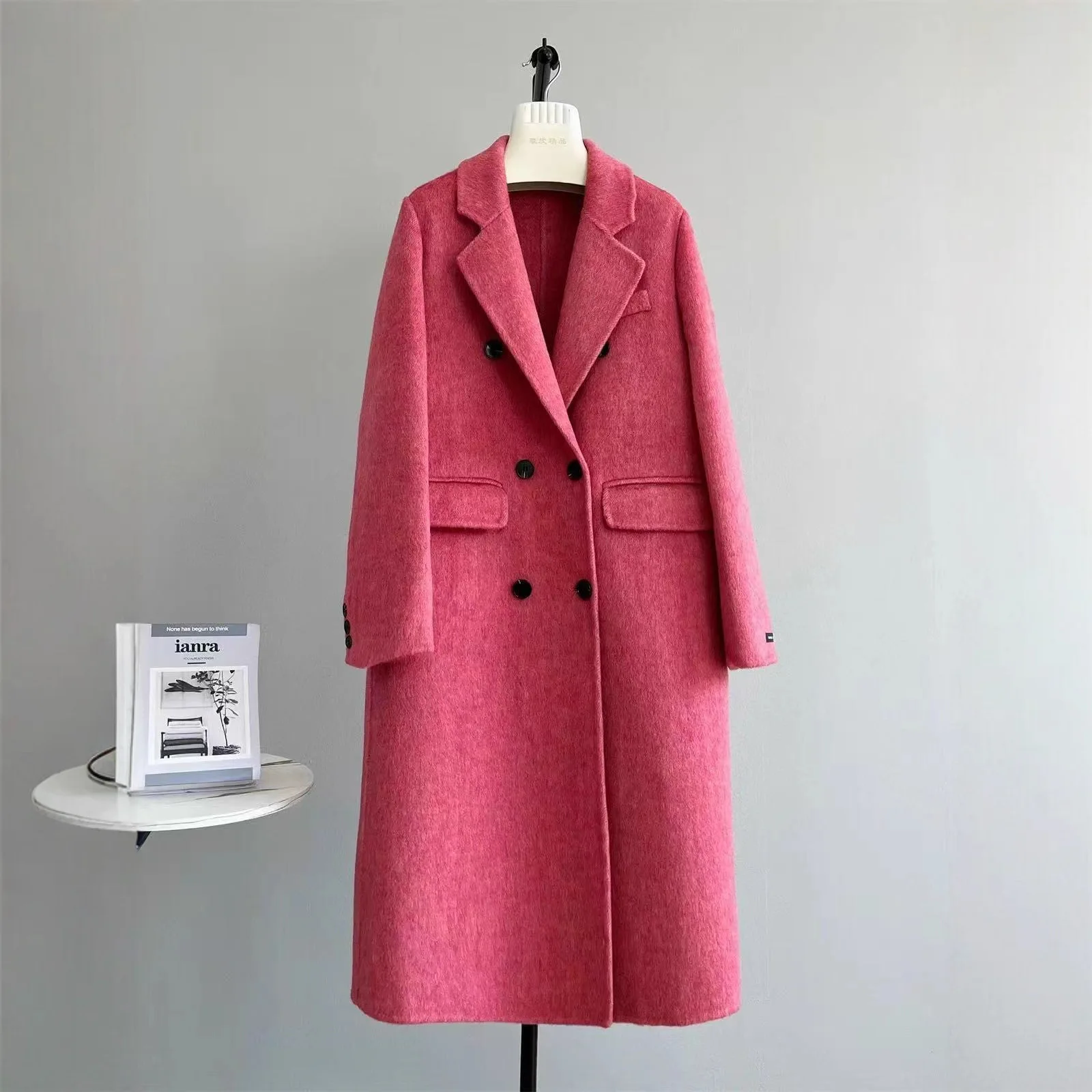 

2026 Fashion Office Lady Outwear Shoulder Suit Wool Jacket Double-Sided Wool Coat Single-Breasted Versatile Solid Color Blends