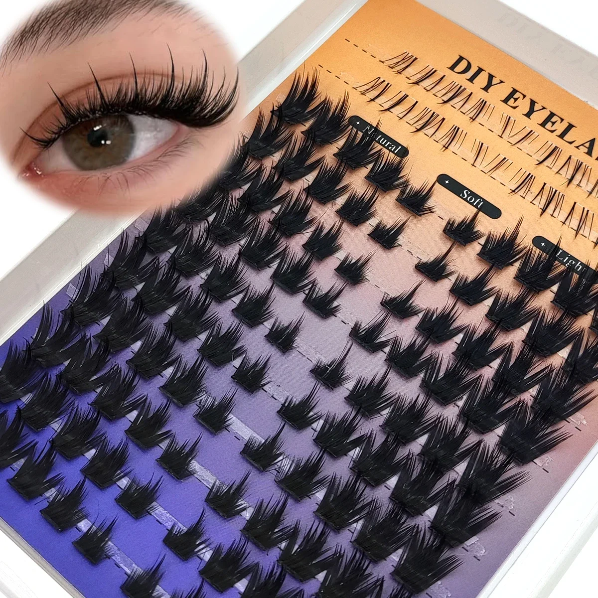 HBZGTLAD Vorgefertigte Fox-Eye Fluffy Lashes Manga Wimpernbüschel Natürliche Katzenaugen-Wimpern mit Spitzen-Wimpernbüscheln und unteren Wimpern – Detail 23