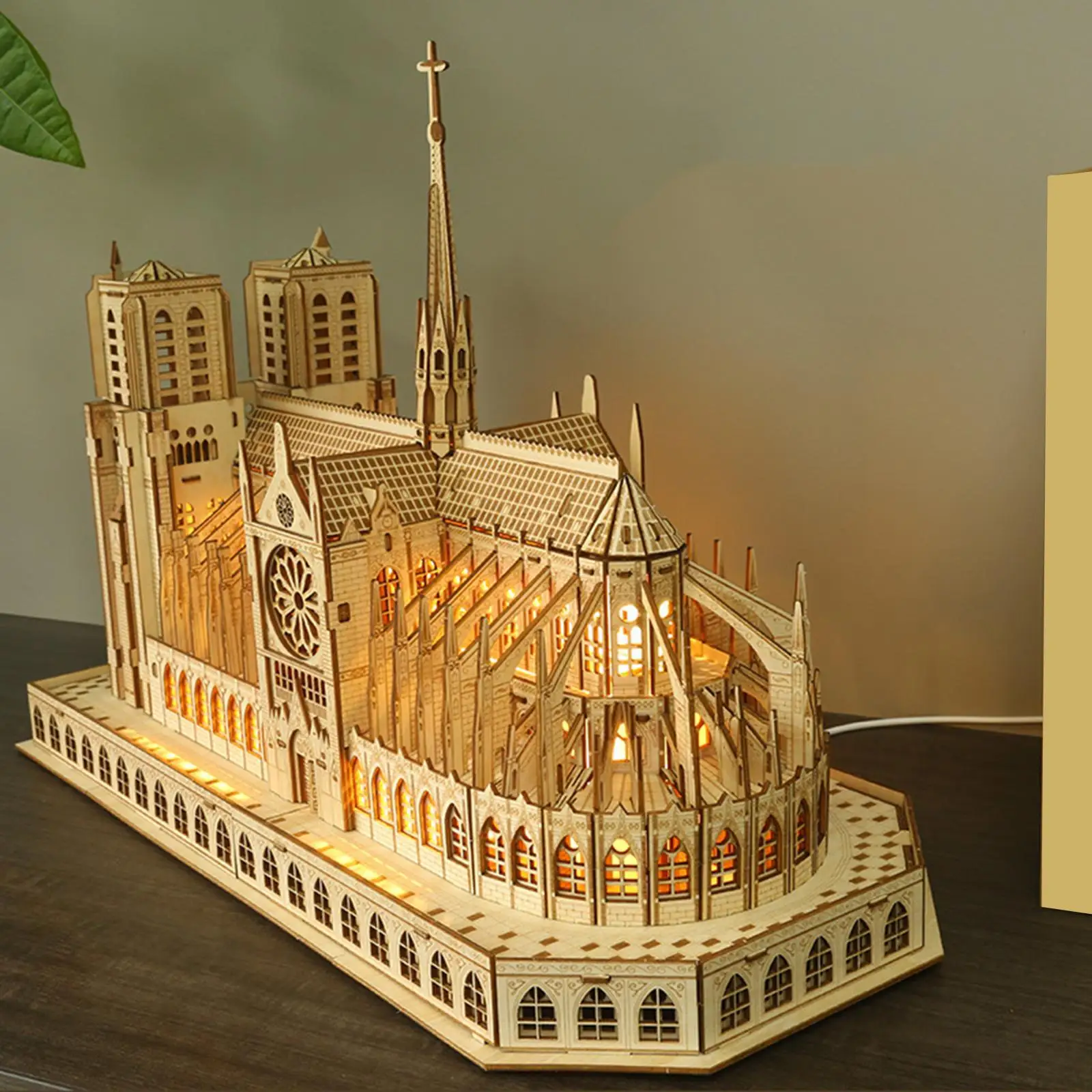 

Notre Dame DE Paris Church Model Wooden Puzzles Kit Art Piece Notre Dame DE Paris Model for Shelf Room Cafe Table Decoration